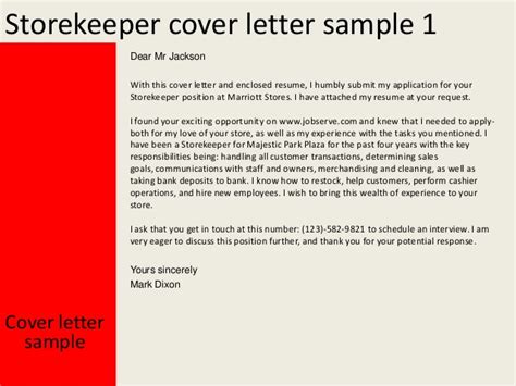 storekeeper cover letter