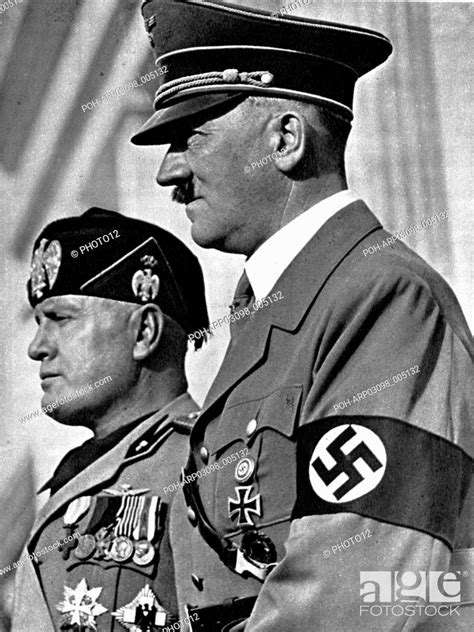 Adolph Hitler 1889 1945 And Benito Mussolini 1883 1945 German And