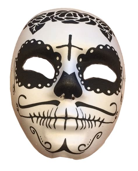Sugar Skull Mask Black White Day Of The Dead Mask Horror