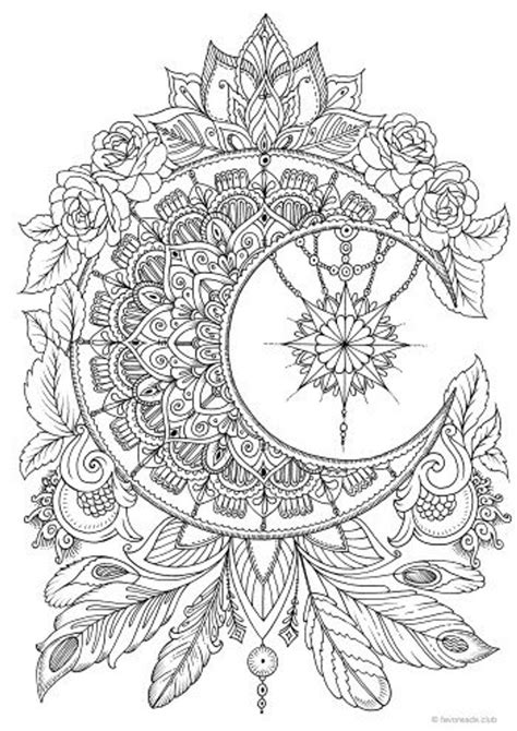 Our moon is a fascinating subject! Moon Printable Adult Coloring Page from Favoreads Coloring ...