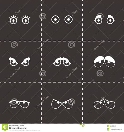 Vector Black Cartoon Eyes Icons Set Stock Vector - Illustration of