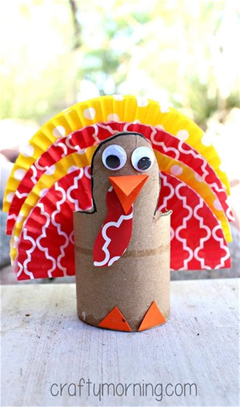 Cupcake Liner Turkey Craft Using Cardboard Tubes Crafty Morning