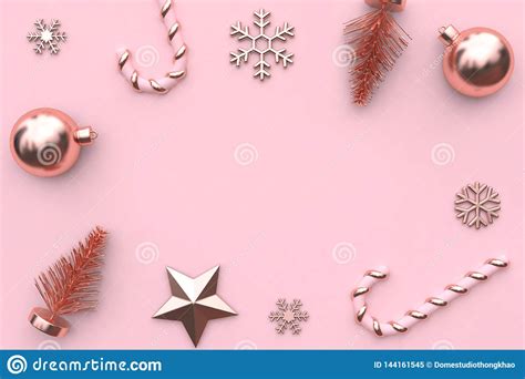 3d Rendering Abstract Christmas Background Pink Metallic Glossy-rose