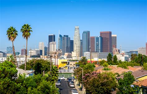 Los Angeles California Usa Downtown Cityscape At Sunny Day Stock Photo