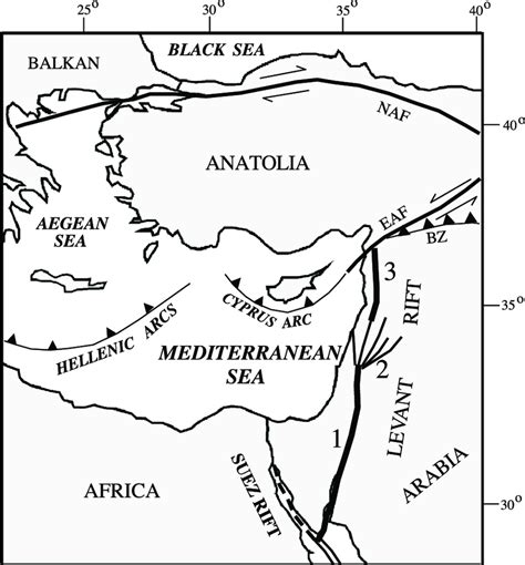 The Tectonic Layout Of The Northern Red Sea The Levant Rift System