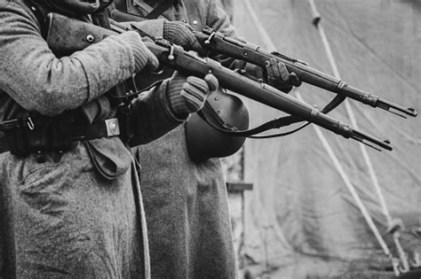 The Soldiers Of The German Army The Second World War With Rifles Stock