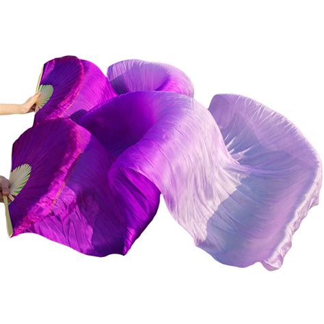 high selling 100 real silk veils 1 pair handmade dyed unisex silk belly dance fans dance props