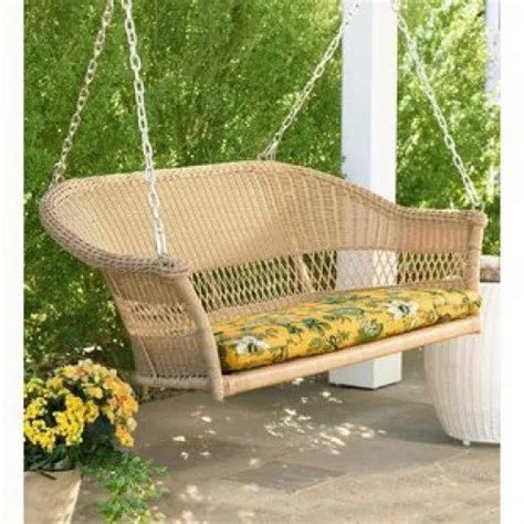 Crossweave Light Brown Wicker Porch Swing For Outdoor Seating