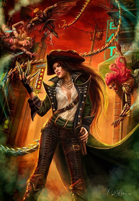 Steampunk Fantasy Art Hero Character Urban Pirate Rouge Sexy Female Art Print Wall Art