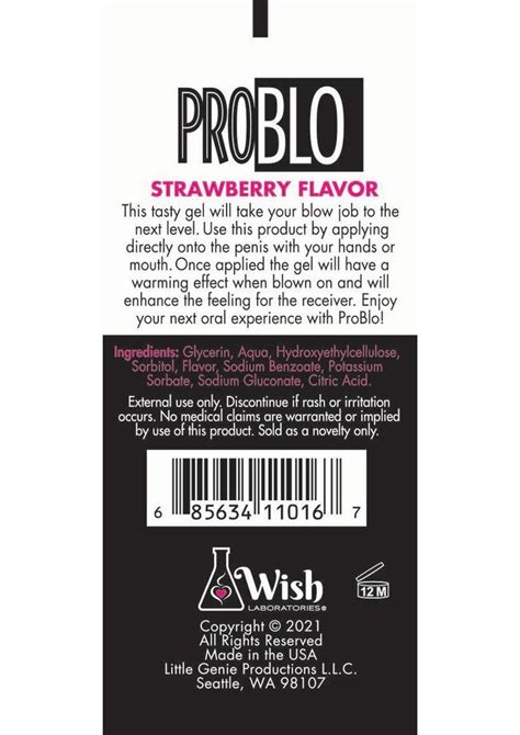 Problo Oral Pleasure Flavored Gel 15oz Strawberry Playthings