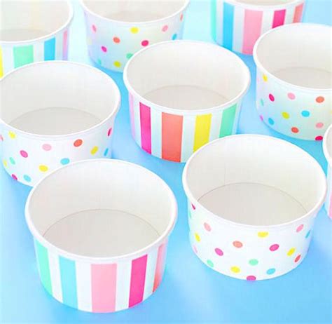 Disposable ice cream and frozen yogurt cups. Party Pastel Rainbow Ice Cream Cups: Polka Dot, Paper Ice ...