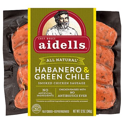 Aidells Sausage Smoked Chicken Habanero And Green Chile 12 Oz
