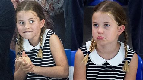 Princess Charlotte 7 Makes Funny Faces As She Joins Prince William