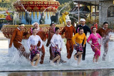 The Water Splashing Festival Of Dai Ethnic Minority In Dehong Yunnan