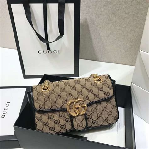 Gucci Gg Women Gg Marmont Mini Bag Beige Original Canvas Lulux