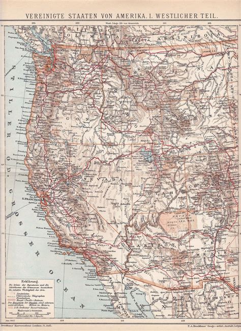1905 West Or Pacific Coast Of The United States With Indian Territories