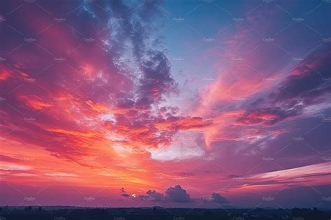 Colorful Sky Concept Stunning Sunset With Vibrant Twilight Sky And