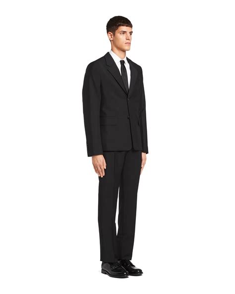 Black Single Breasted Wool And Mohair Suit Prada
