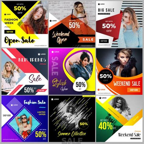 Instagram colorful banner social media. Коллекция шаблонов постов в социальных сетях | Social ...