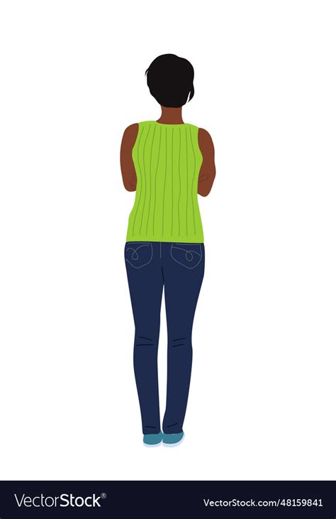 Young Black Woman Standing Back View Royalty Free Vector