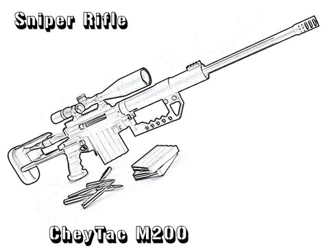 Rifle De Francotirador Cheytac M200 Para Colorear Imprimir E Dibujar