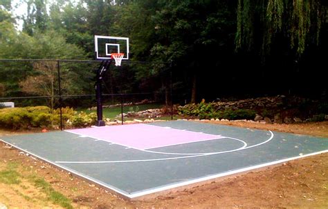 Your court dimensions will be truer and your court surfacing will play better, look great and be easy on the knees (view court surfacing packages). Backyard Basketball Court Layout Tips and Dimensions
