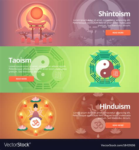 Shintoism Japanese Religion Taoism Hinduism Vector Image