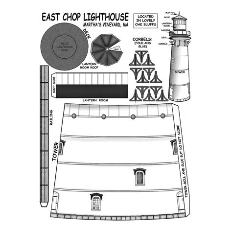 Lighthouse Paper Model East Chop Etsy Paper Models Paper Models