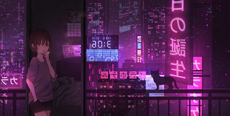 Neon Night Anime Girl Cat Hd Anime 4k Wallpapers Images