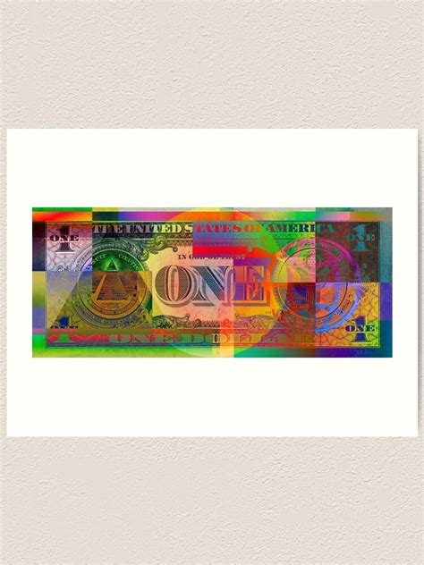 Pop Art Colorized One U S Dollar Bill Reverse Art Print By Captain7