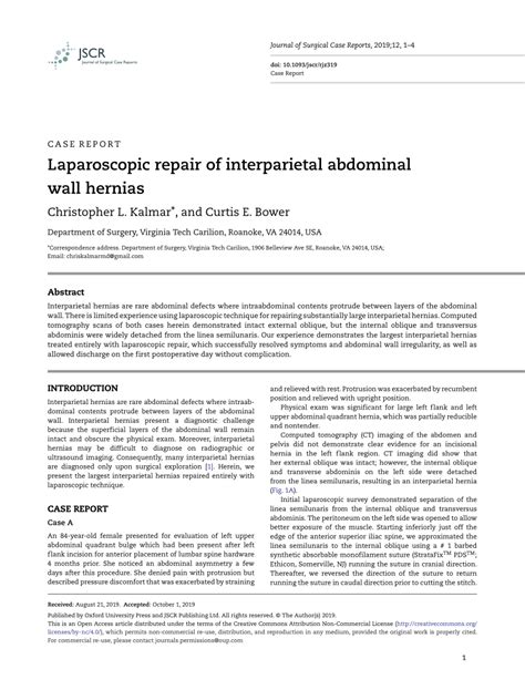 Pdf Laparoscopic Repair Of Interparietal Abdominal Wall Hernias