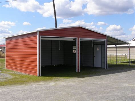 Garage Boxed Eave Roof 20w X 26l X 9h Metal Garage With Lean To