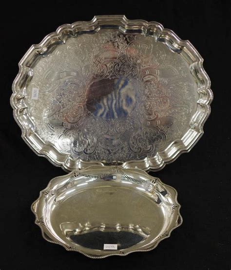 Vintage Silver Plate Salvers 2 Pierced And Engraved Decor Trays