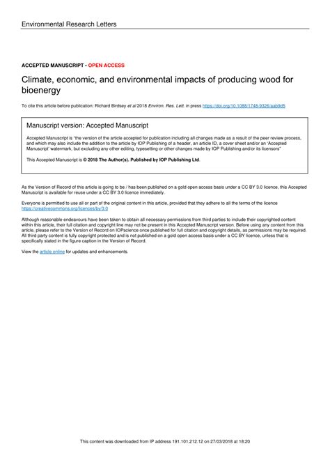 Pdf Climate Economic And Environmental Impacts Of Producing Wood