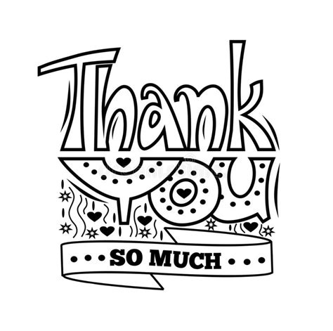 Thank You So Much Hand Drawn Lettering Quote Cartoon Style
