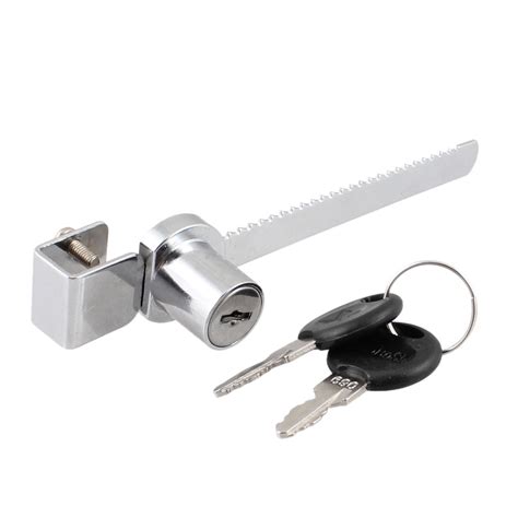 Replacement Sliding Silver Tone Glass Drawer Cabinet Lock W Keys