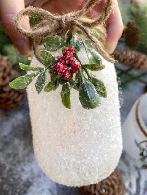 Diy Christmas Craft Snowy Mason Jar Tea Light Holders Mason Jar