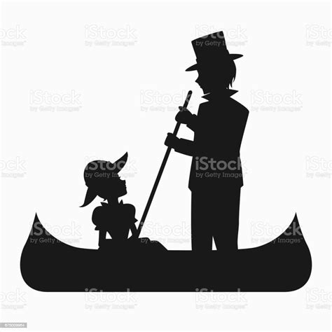 남자와 여자는 카누 실루엣을 타고 강에 대한 스톡 벡터 아트 및 기타 이미지 강 검은색 남자 Istock
