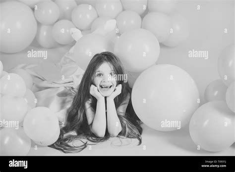 Little Girl With Pink Balloons Stock Photo Alamy