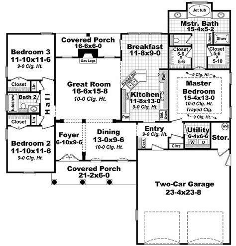 European Style House Plan 3 Beds 2 Baths 1806 Sqft Plan 21 314