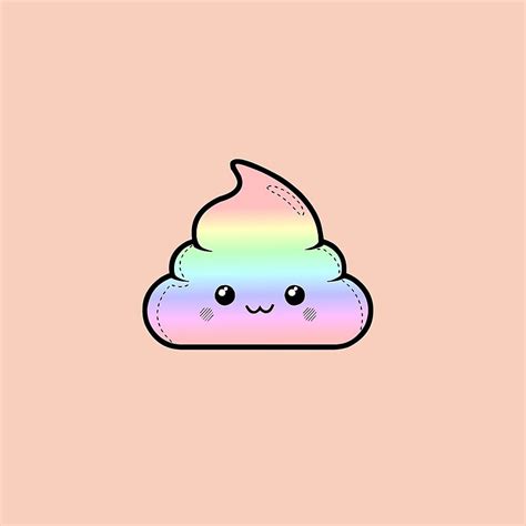 Rainbow Kawaii Poo Art Prints By Giuliamorelli97 Redbubble