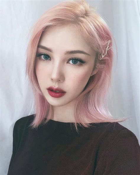 Park Hyemin · Pony Korean Makeup Tips Korean Makeup Look Pink Hair