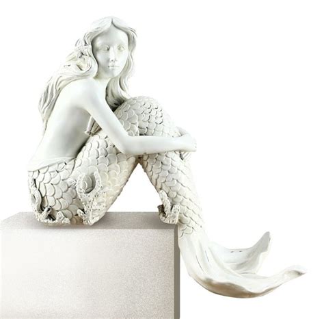 Lovely Coastal White Mermaid 7 Inch Tabletop Shelf Sitter Figurine
