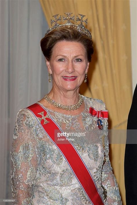 Queen Sonja Of Norway Wearing A Circluar Bandeau Of Open Work Diamonds