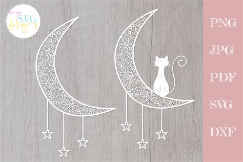 Moon Mandala Svg Dream Catcher Svg Cat Moon Svg By Plpaperdesigns