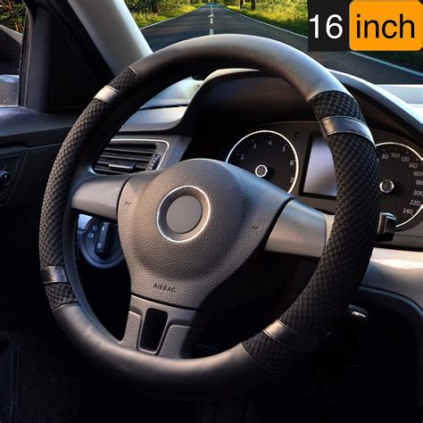Tobequeen Steering Wheel Cover 16 Inch Large Car Leather Steering Wheel