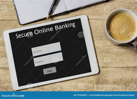 Tablet With Screen For Secure Online Banking Stock Image Image Of