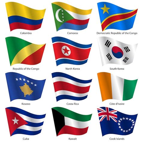 Premium Vector Set Flags Of World Sovereign States Vector Illustration