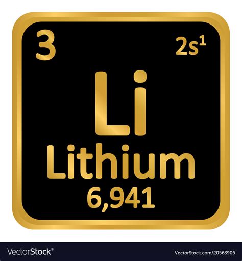 Periodic Table Element Lithium Icon Royalty Free Vector