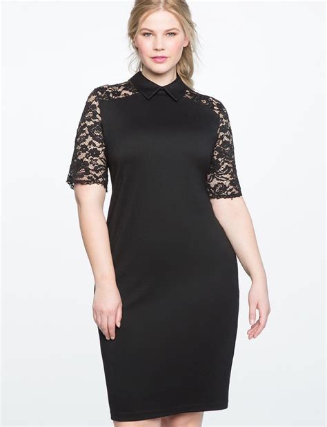 Eloquii Lace Detail Sheath Dress Black 22 Plus Size Dresses Plus